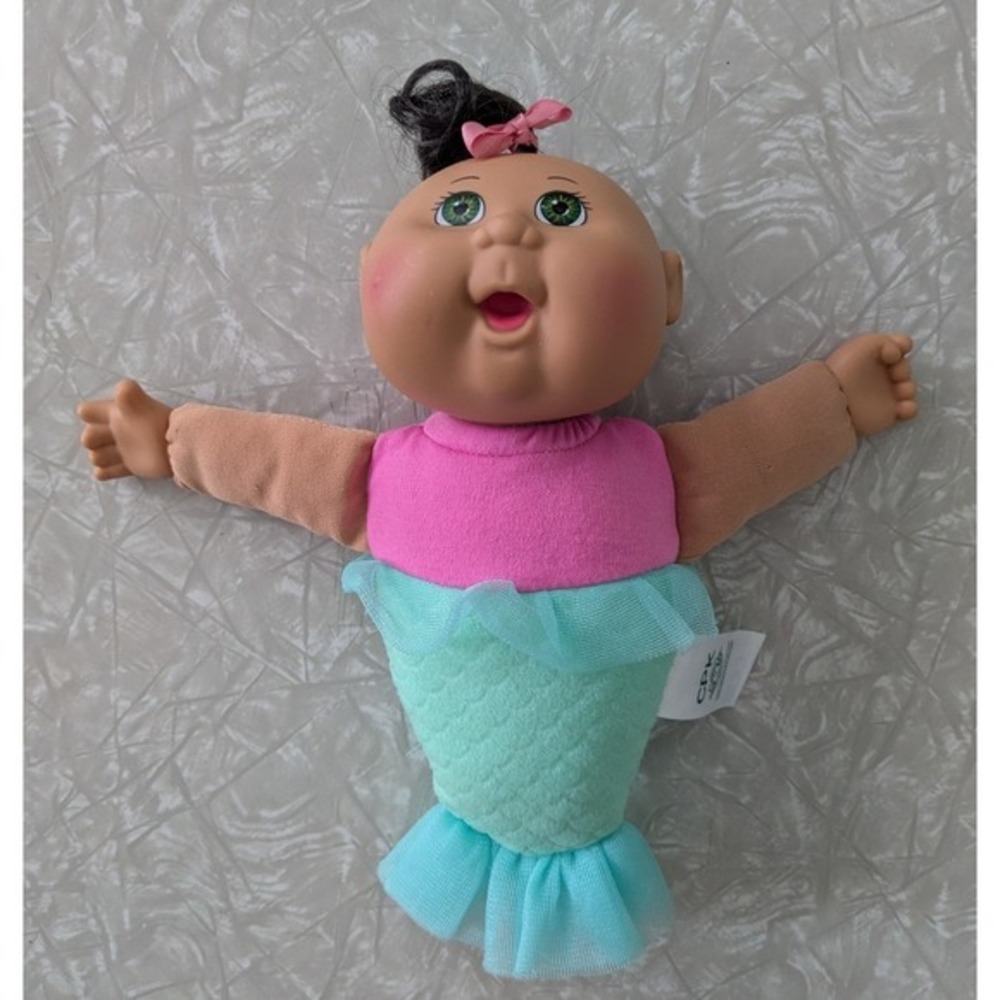 Cabbage Patch Kids Mermaid Doll Cutie Fantasy Friends Medium Skin Dark Hair Pink
